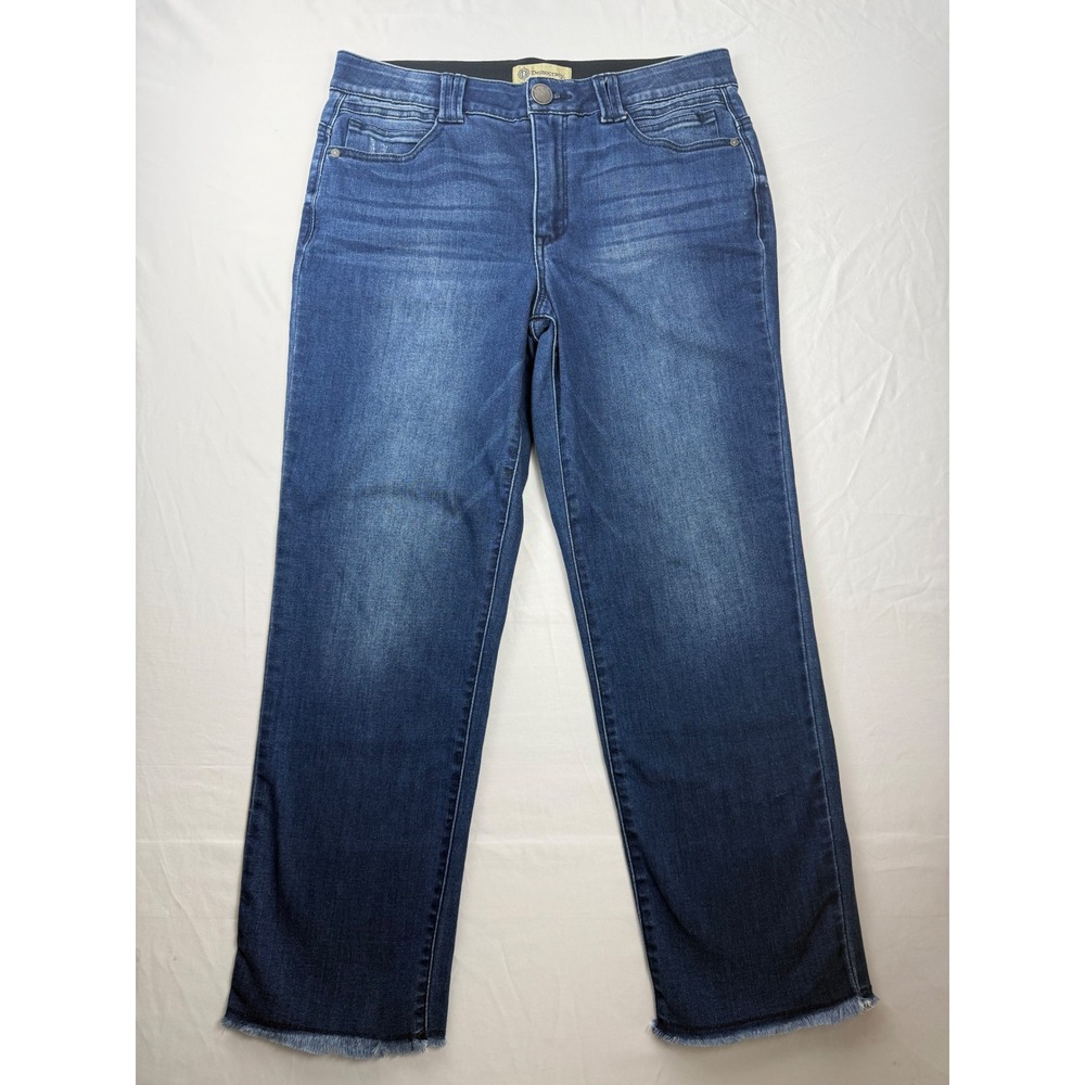 Democracy Ab Solution Size 12 Fray Hem Cropped Wide Leg Jeans Womens Medium Wash